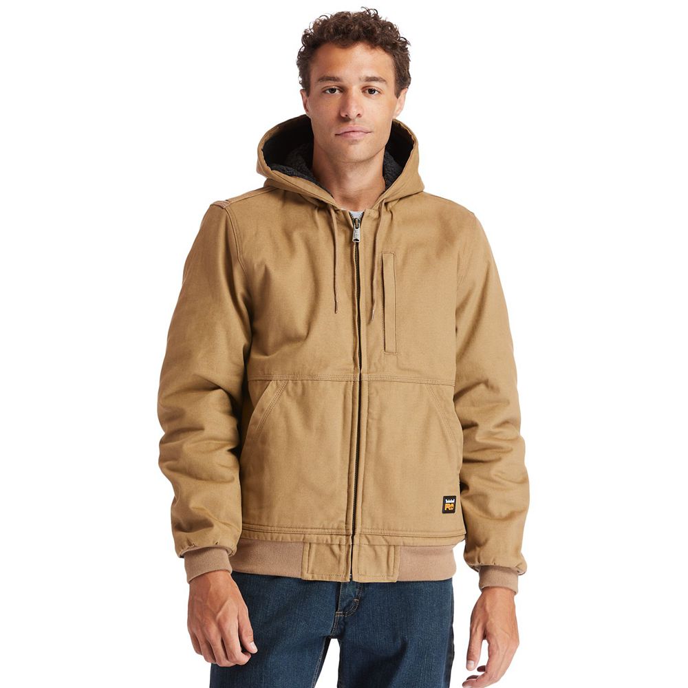 Timberland Μπουφαν Ανδρικα Καφε - Pro® Gritman Lined, Hooded Καμβας - Greece 2354910-EY